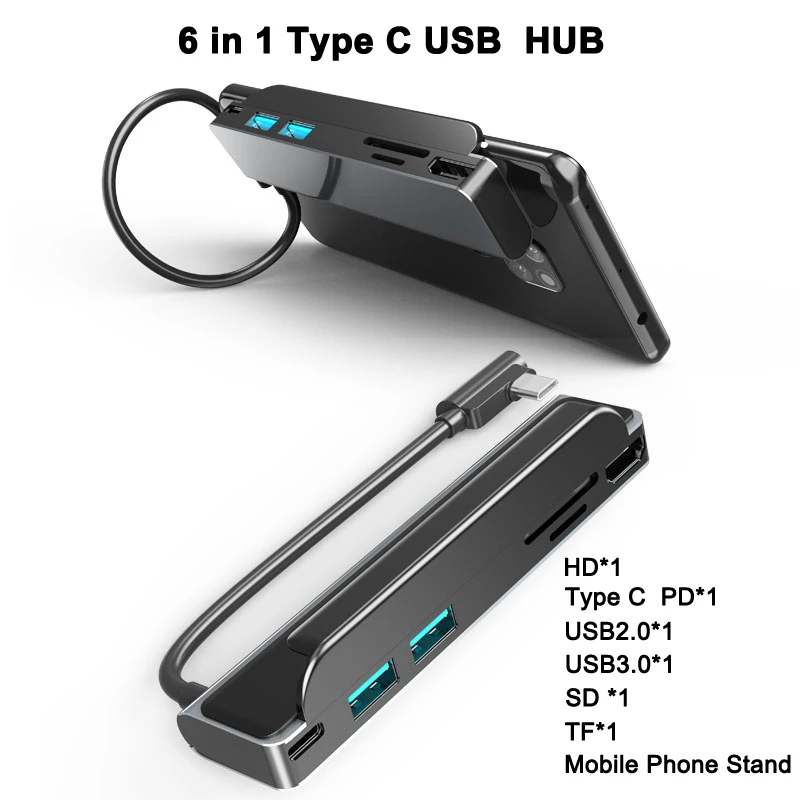 Разветвитель USB Type-C на Multi HDMI совместимый с 3 0 RJ45 картридер OTG адаптер
