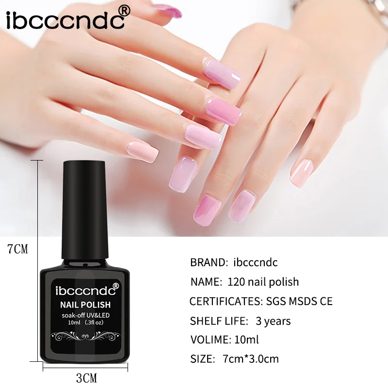 IBCCCNDC-Gel Barniz para decoración De uñas, Gel para uñas semipermanente, 10ML, Color Puro, LED, UV