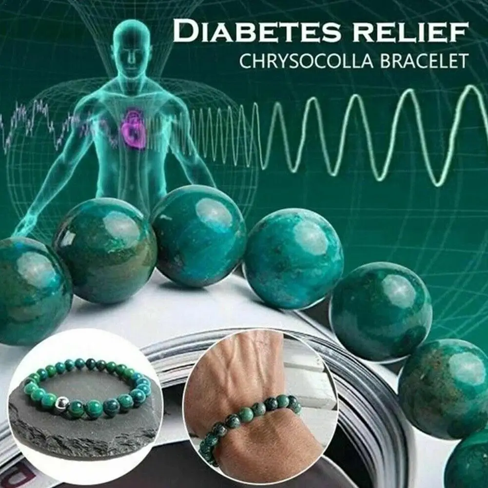 

Chrysocolla Malachite Bracelets for Women Men Natural Stone Beads Bracelet Round Shape Diabetes Relief Bracelet Jewelry