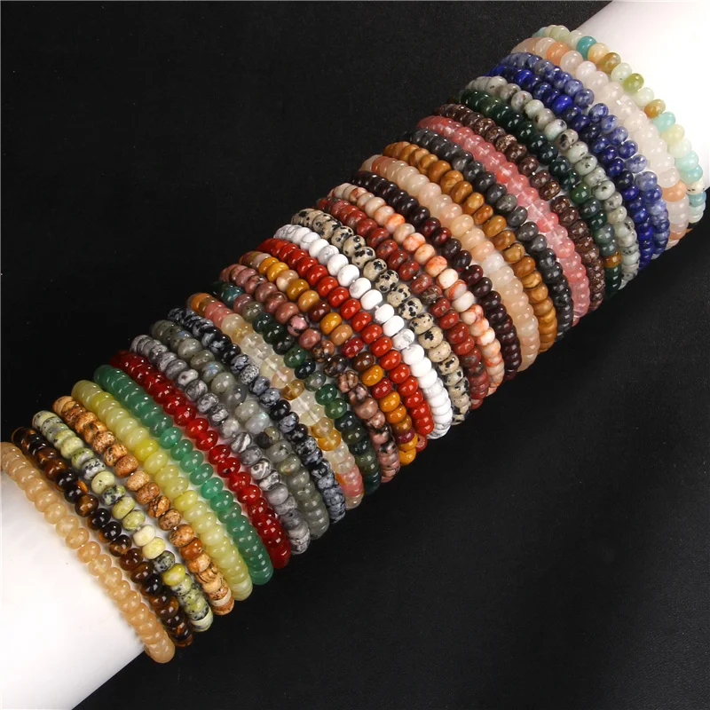 

Beaded Bracelet 4x6mm Round Abacus Natural Stone lapis lazuli Amazonite Beads Bracelet Women Men Yoga Healing Bracelets Jewelry