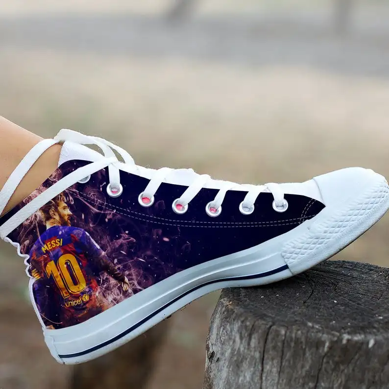 

Lionel Messi Fashion Hi Tops, Football Custom Painted Shoes Mens Womens Designer Leisure Sneakers Men Casual Canvas Shoes