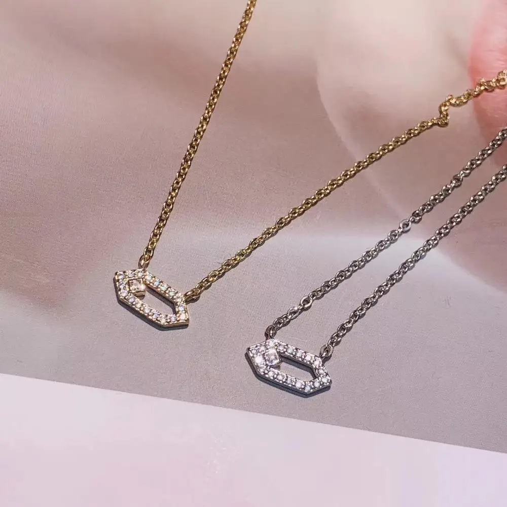 Delicate Lips Geometry Choker Cubic Zircon Engagement Dubai Naija Bridal Necklace For Girl Gift D1479 | Украшения и аксессуары
