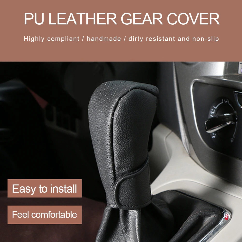 

Car Gear Shift Knob Cover Protector PU Leather Non Slip Car Handbrake Protector General Automotive Interior Accessories