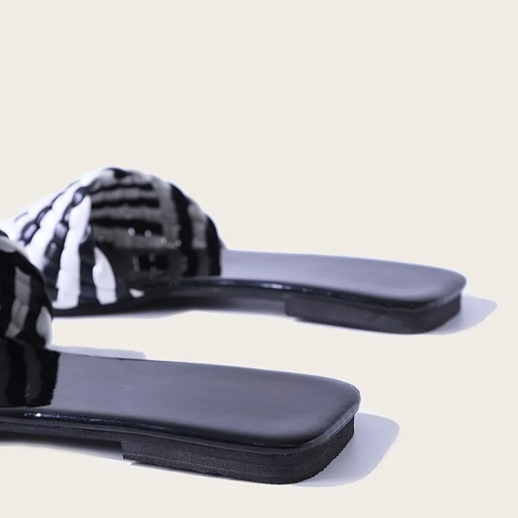 

Women's Summer Weave Slippers 2021 New Fashion Outdoor Flat Slippers Ladies Slides Elegant flip flops Beach Shoes Woman Size 43