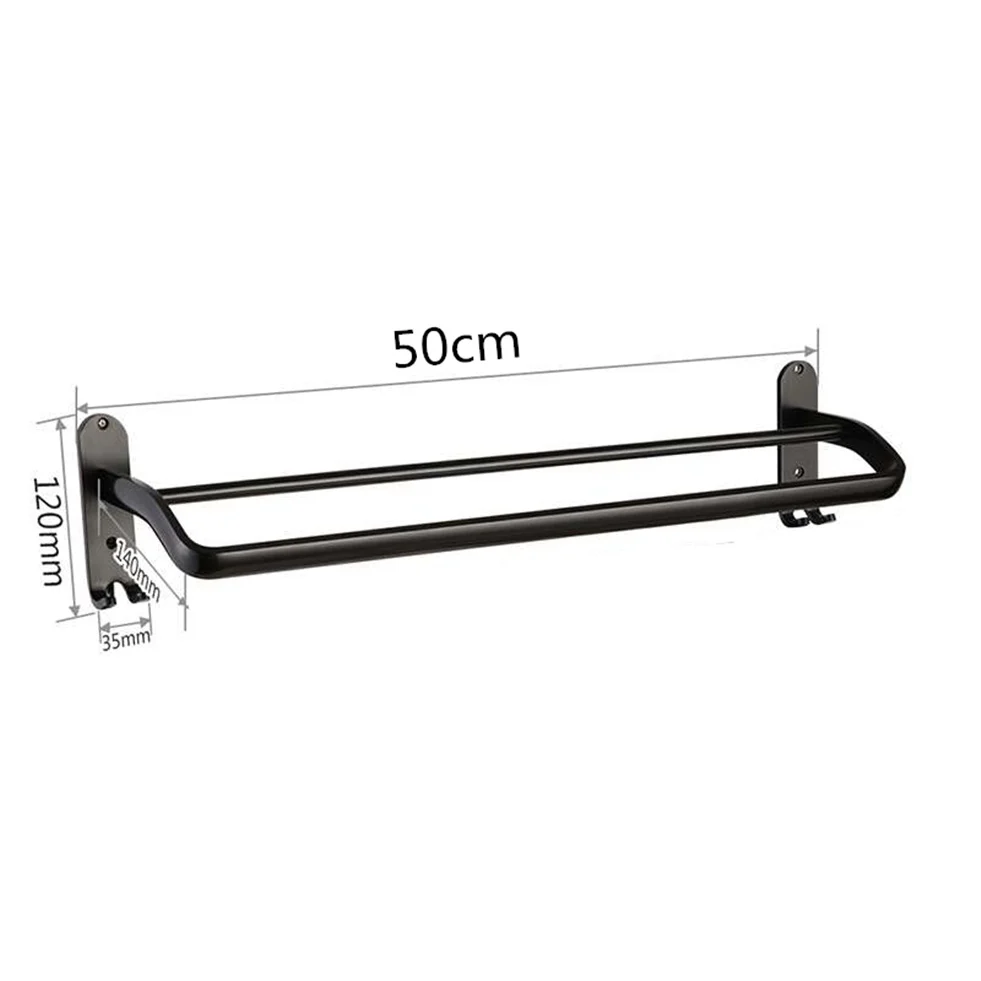Черные двойные полки для полотенец ванной комнаты экономия места настенный