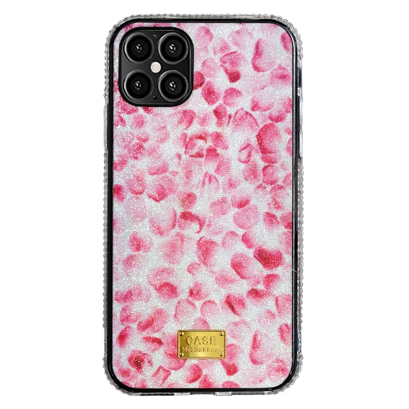 

Luxury Rose Petal Glitter Shockproof Phone Case For iPhone 12 11Pro Max XR X XS Max 7 8 Plus Delicate Skin Soft TPU Back Cover