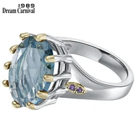 dreamcarnival1989 new dusty blue zircon solitaire wedding ring for woman delicate cutting dazzling hot bridal jewelry wa11876bl
