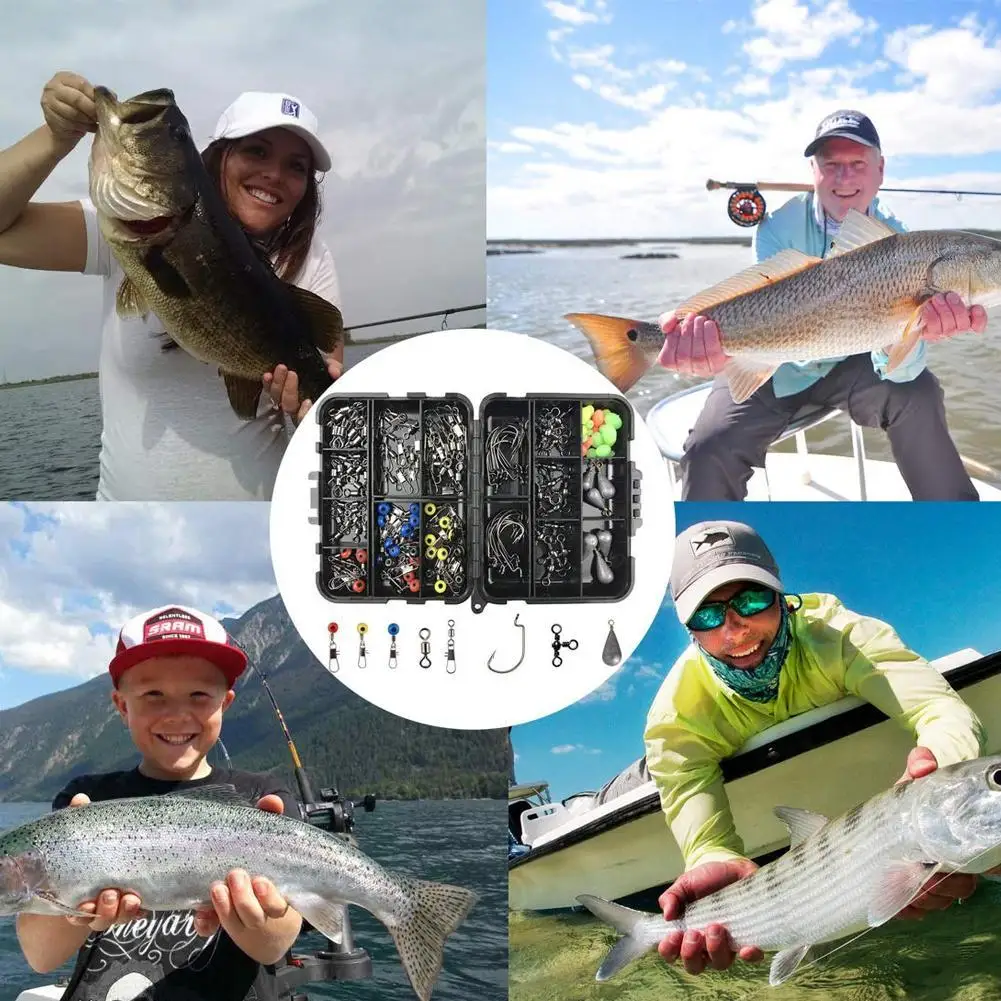 Набор рыболовных крючков 160 шт. набор снастей для морской рыбалки с креплениями и