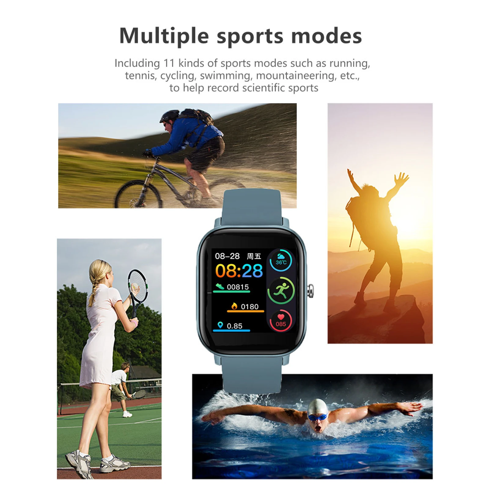 

2021New P9 1.54 inch Smart Men Women Full Touch Fitness Tracker Blood Pressure Smart Clock IP67 Smartwatch for iOS Android phone