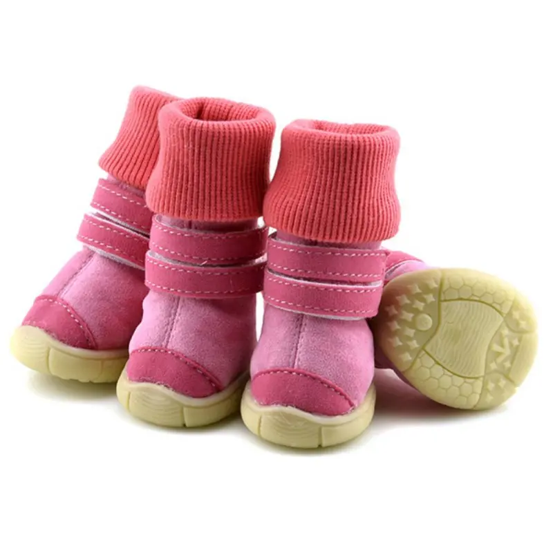 Snow Boots Teddy Dog Shoes Winter Animal Anti-Slip Cotton Soft Leather Waterproof Warm | Дом и сад
