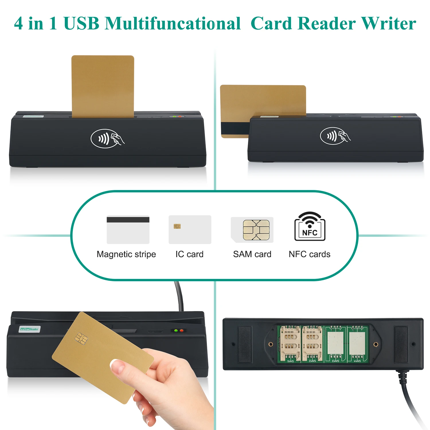 4 в 1 устройство для считывания карт RFID/NFC/микросхем |