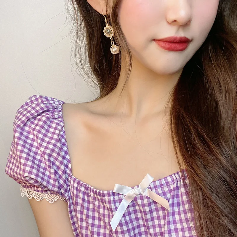 Personality retro long earrings fashion pearl ear clip female temperament | Украшения и аксессуары