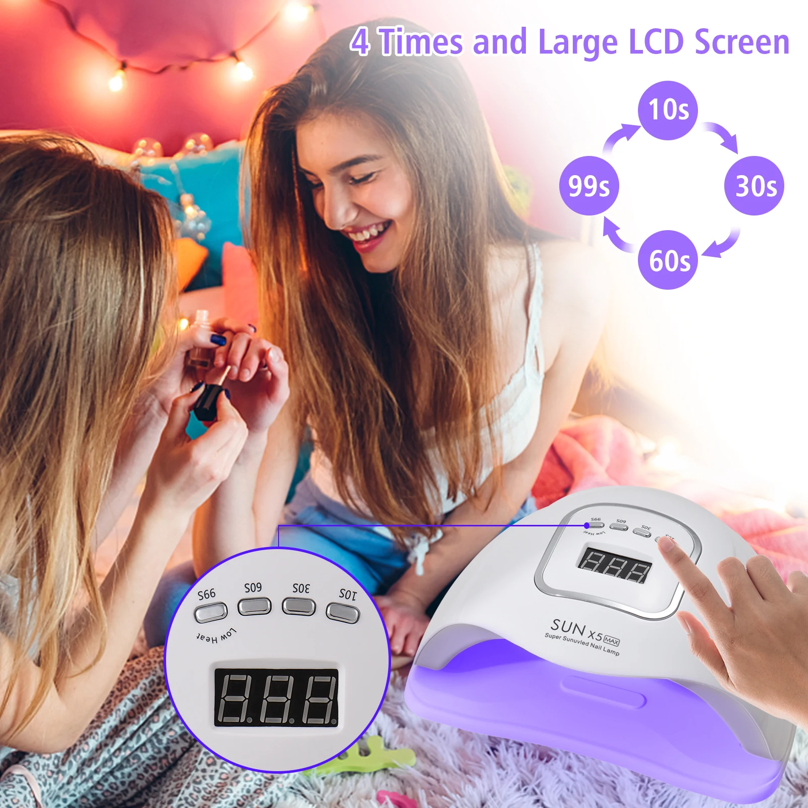 New 150W UV LED Nail Lamp Gel Dryer with Smart Sensor 4 Timers Setting LCD Screen for Curing Fingernails Toenails Art | Красота и