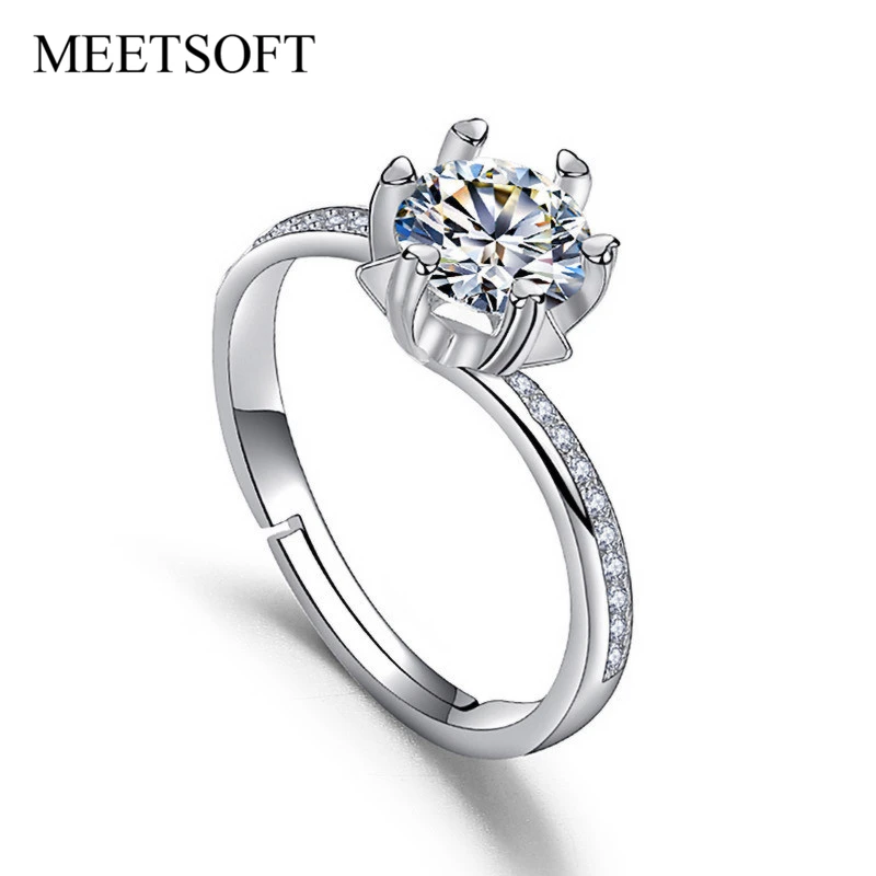 

Регулируемое кольцо MEETSOFT из стерлингового серебра 925 пробы с фианитом