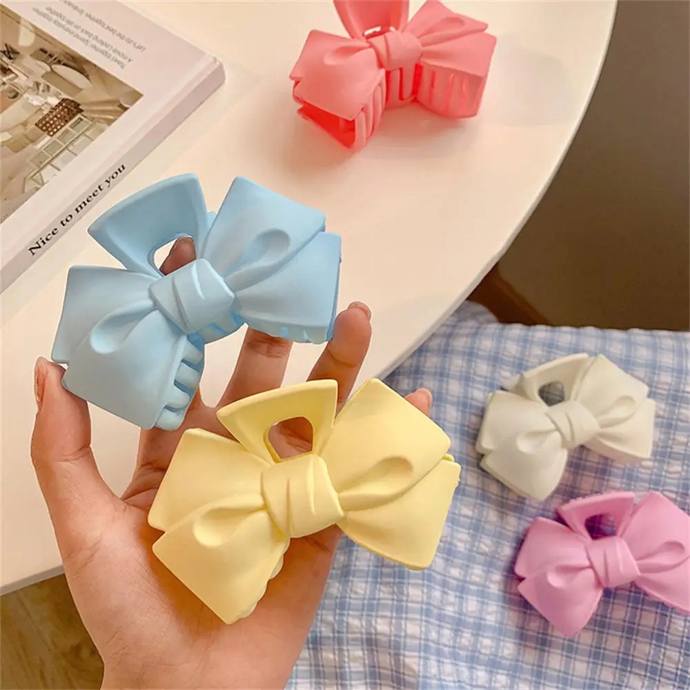 

Korean Fashion Candy Color Bow Tie Hair Claw Cute Back Head Plastic Plate Hair Clip Shark Clip Female Headdress Accessories