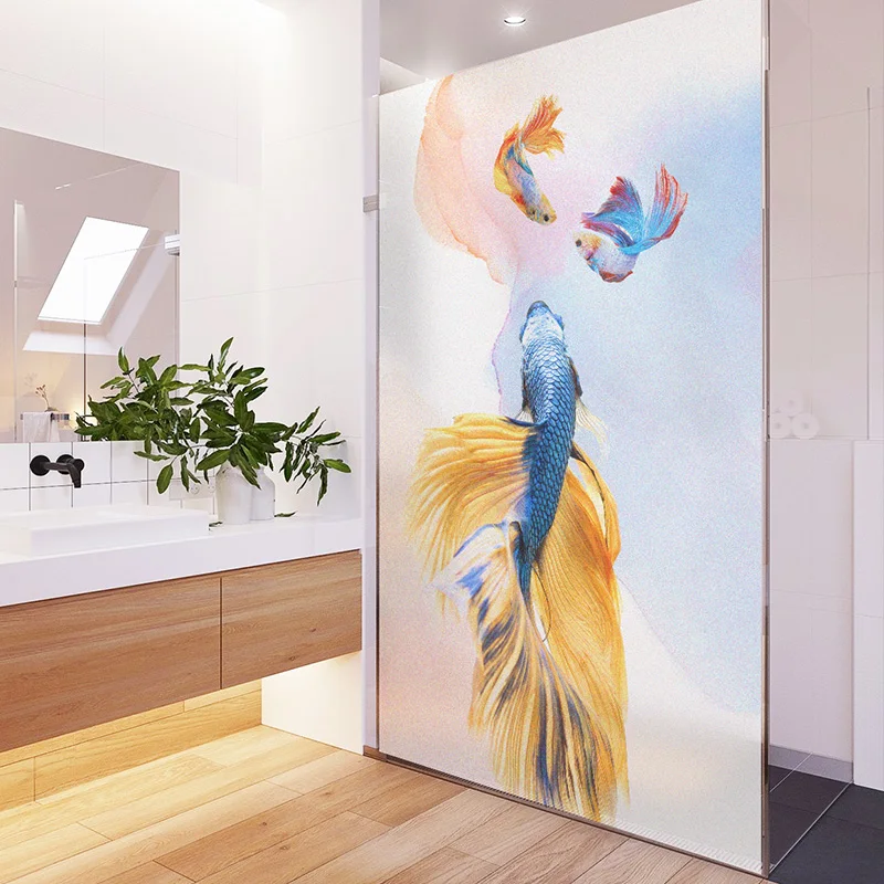 

Goldfish shading frosted window glass sticker bathroom toilet glass sticker anti-peeping sunscreen transparent opaque