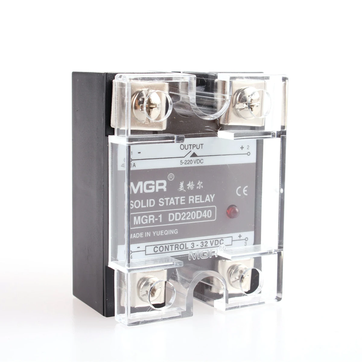 DC-DC MGR-1 DD220D10 MGR-1 DD220D25 MGR-1 DD220D40 Однофазное твердотельное реле SSR 10A 3-32 В DC 5-220 В DC с пластиковой крышкой