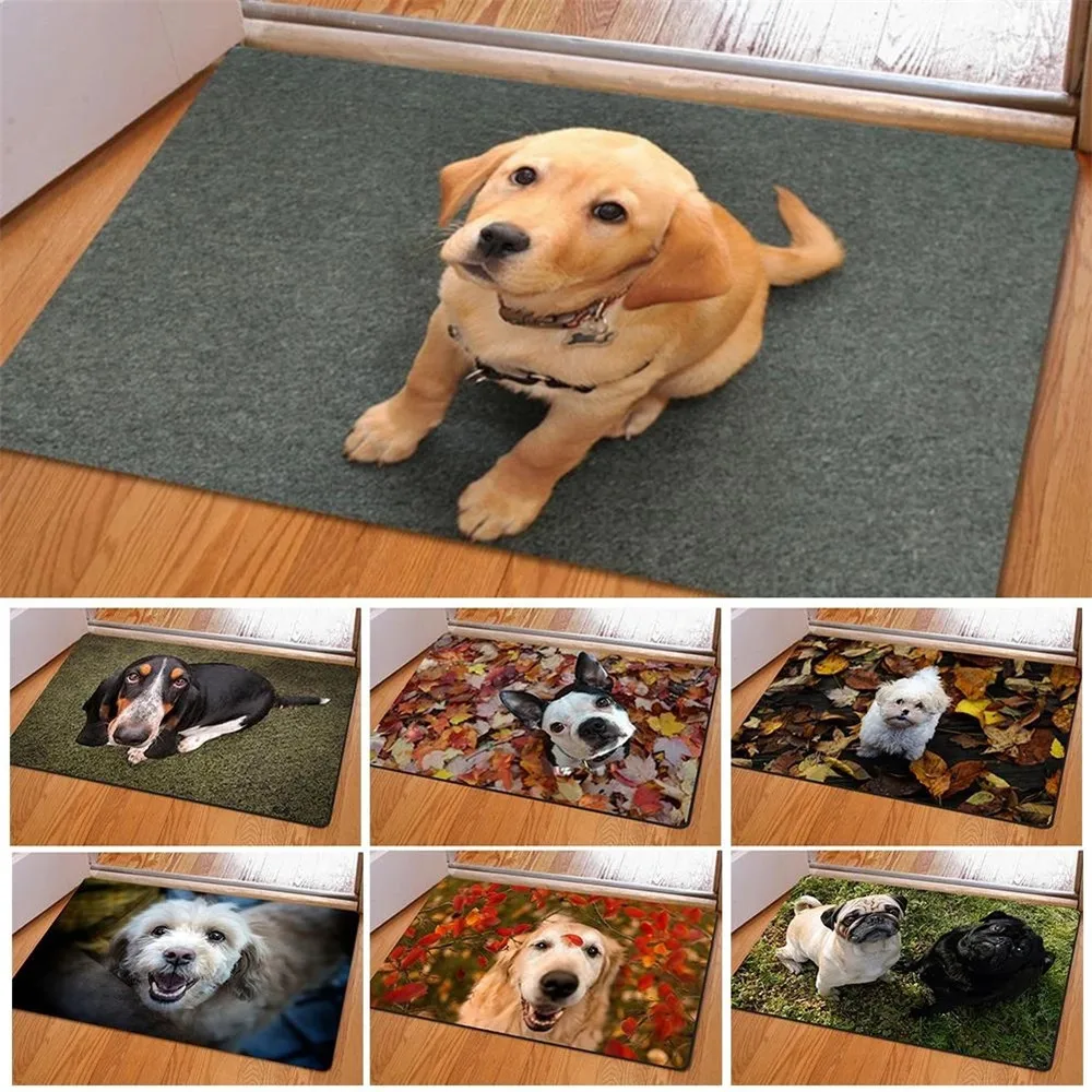 

Cute Pet Dog Print Rectangle Bedroom Kitchen Anti-Slip Doormat Modern Home Decor Home Textile