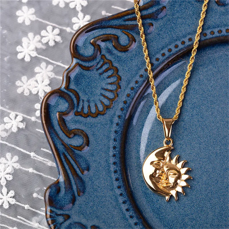 Ожерелье для женщин из нержавеющей стали подвеска неправильной формы в виде Луны