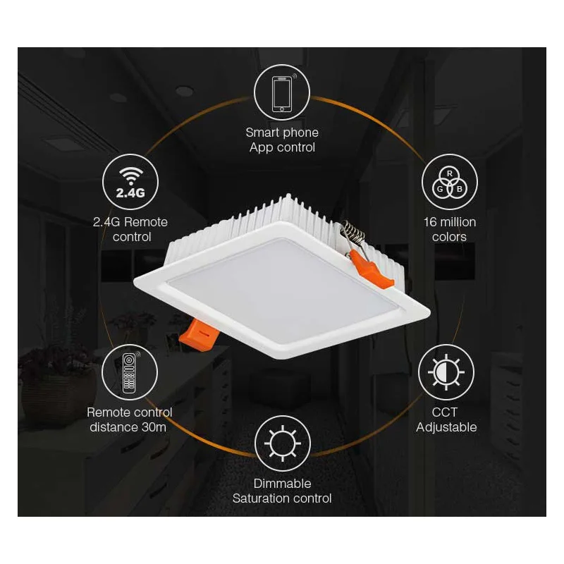 Светодиодный потолочный светильник Miboxer 9 Вт RGB + CCT FUT064 100-240 В переменного тока