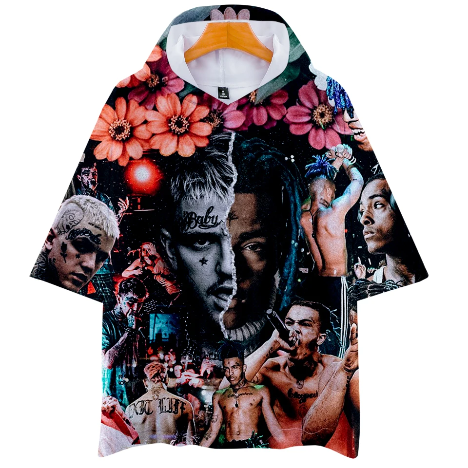 3D Xxxtentacion Lilpeep Harajuku толстовки для женщин/мужчин одежда короткий рукав с капюшоном