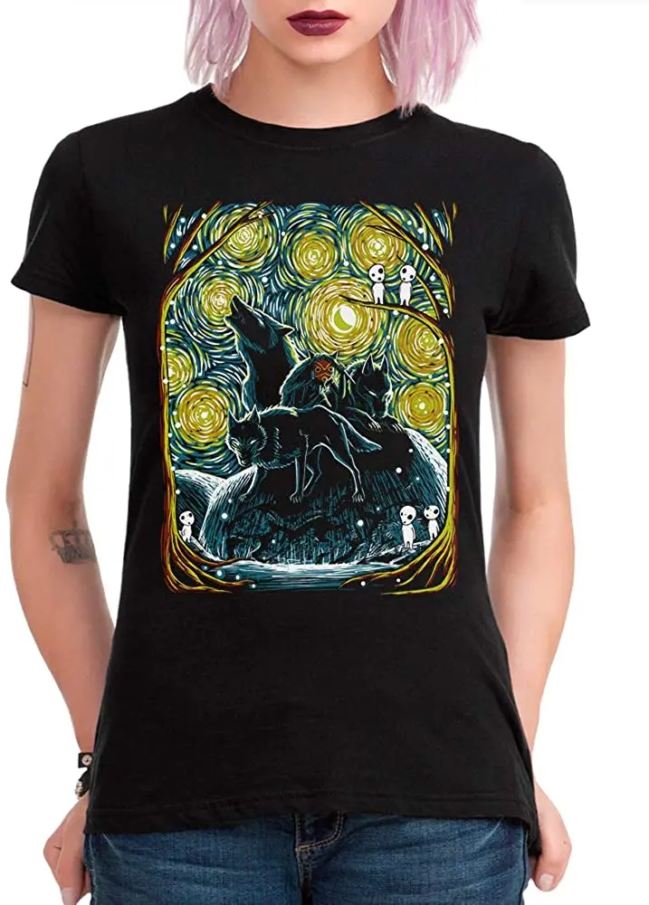 

Hot Sales Summer Women Cool Tee Breathable All Cotton Short Sleeve T Shirt Starry Night T-Shirt