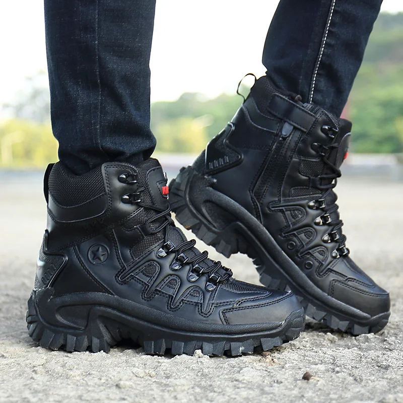 

Men's Military Boot Combat Mens Ankle Boot Tactical Big Size 39-46 Army Boot Male Shoes Work Safety Shoes Motocycle Boots