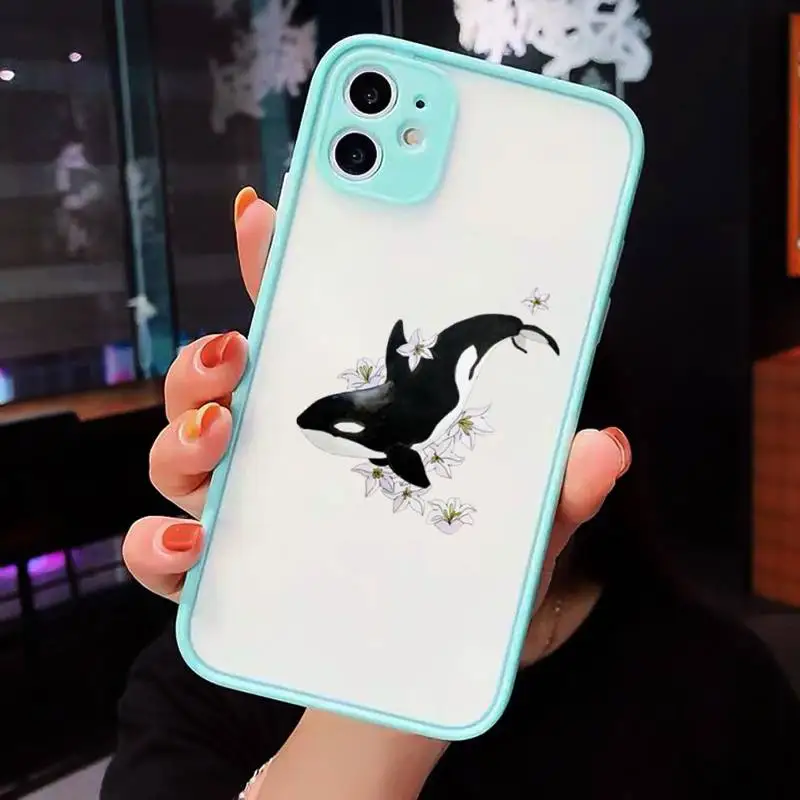 

Cute blue whale killer whale cartoon Phone Case Matte Transparent for iPhone 7 8 11 12 s mini pro X XS XR MAX Plus cover funda