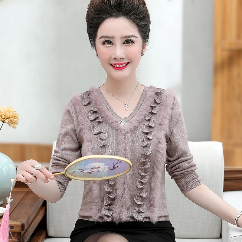 Женский кашемировый свитер трикотажный пуловер с V-образным вырезом размеры до 4XL