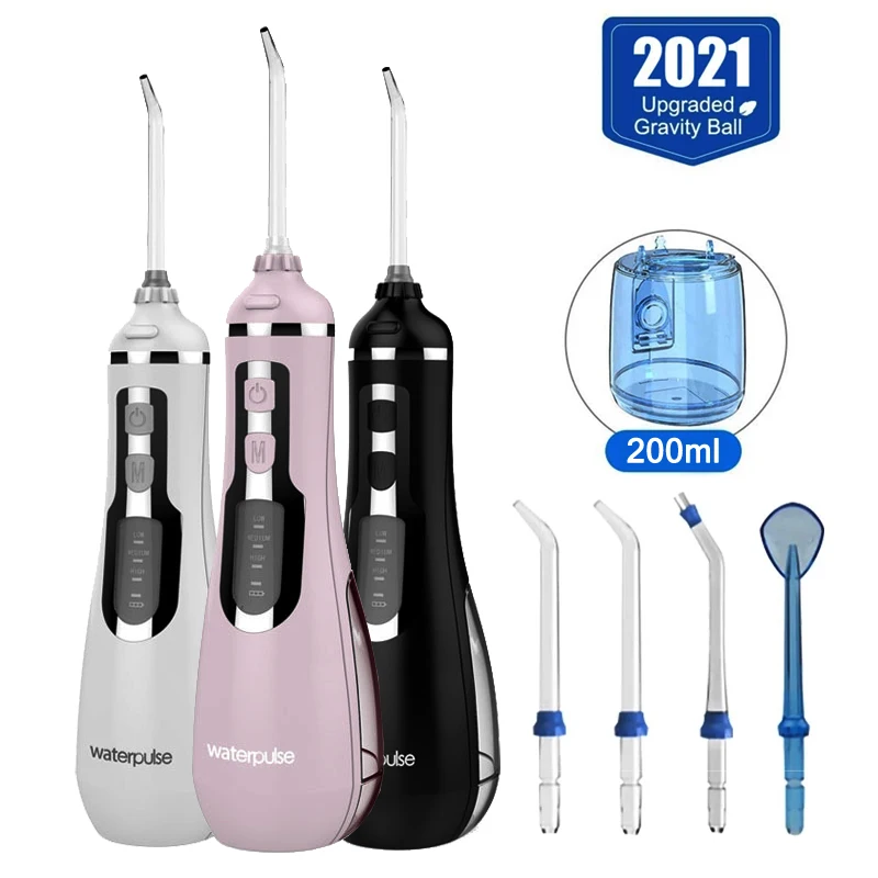 

5 Modes Oral Irrigator USB Rechargeable Water Floss Portable Dental Water Flosser Jet 200ml Irrigator Dental Teeth Cleaner+4 Jet