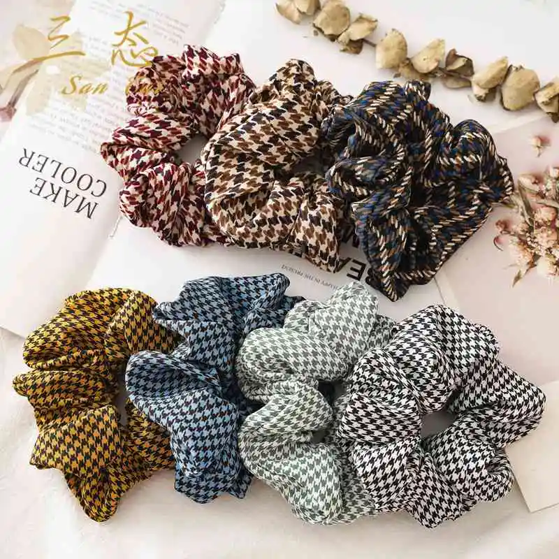 Новинка женское элегантное тонкое кольцо из тонкой ткани в ломаную клетку на