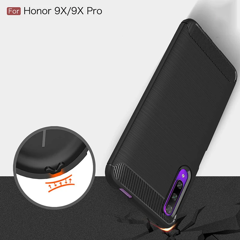 Мягкий чехол для huawei Honor 9X Pro силиконовый углеродное покрытие ультратонкий