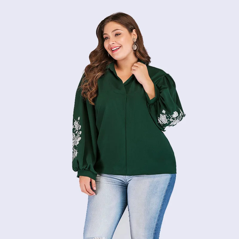 Женская блуза с длинным рукавом V образным вырезом и цветочным принтом| |