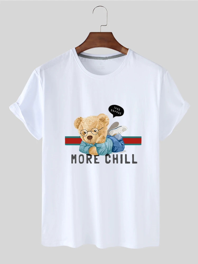 

KAIXIAZ New Style Soft Personality Cartoon Letter Bear Printing Base Lady's Casual Short Sleeve Tshirt