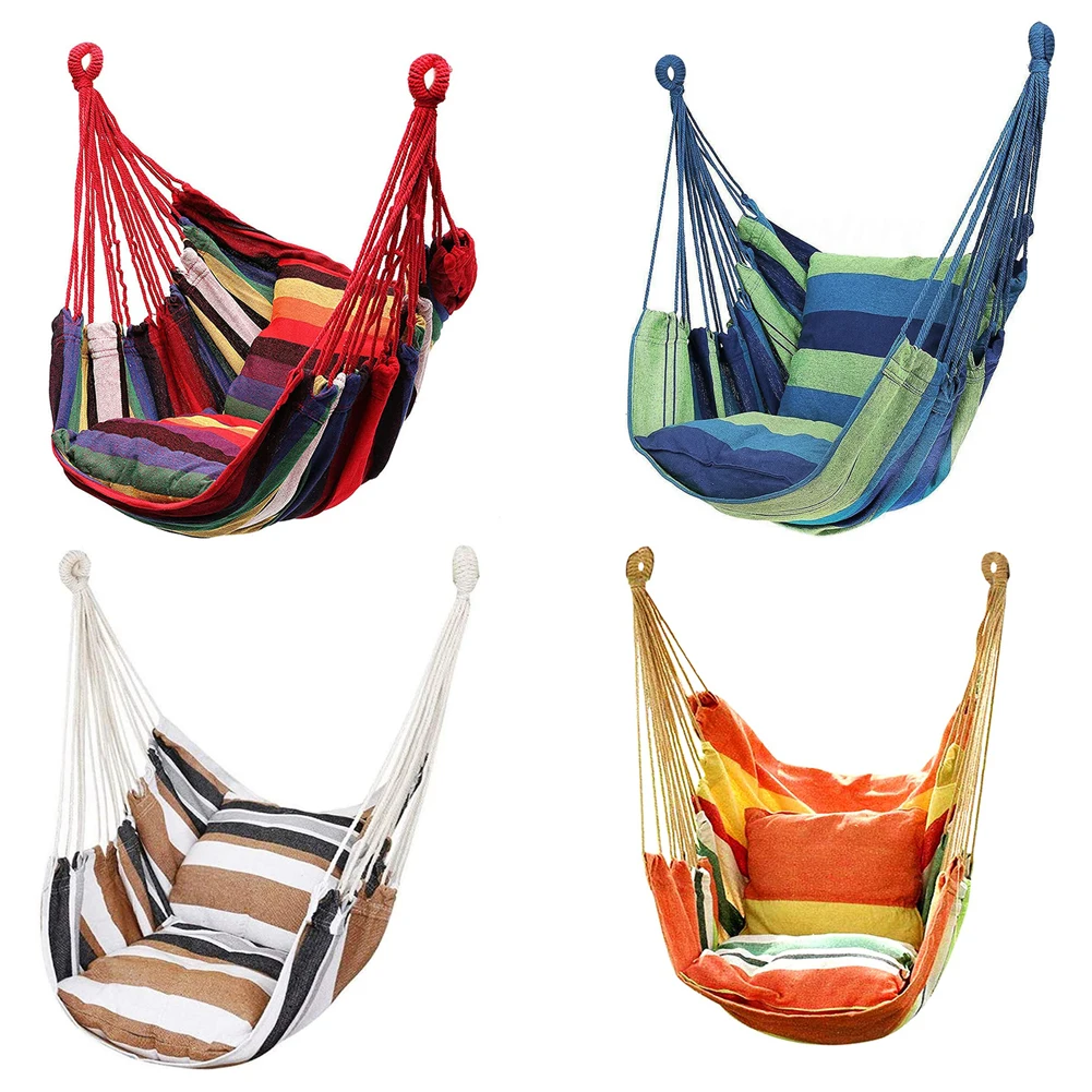 Goede Outdoor Hangmat Schommel Dikker Stoel Opknoping Schommel Stoel Draagbare Ontspanning Canvas Swing Reizen Camping Luie Stoel Met Kussen