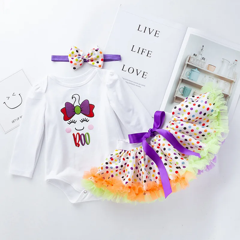 Костюм на Хэллоуин для девочек комбинезон с длинным рукавом и мультяшным черепом