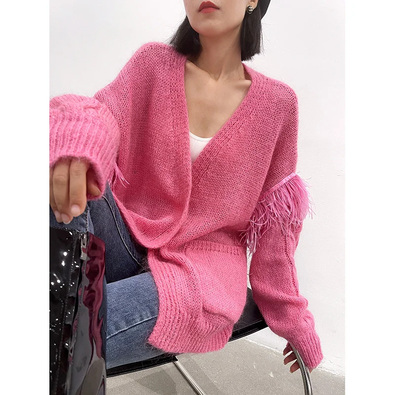 

Thirteen lines 2021 new autumn sweater shawl coat women's autumn and winter medium long solid color knitted sweater