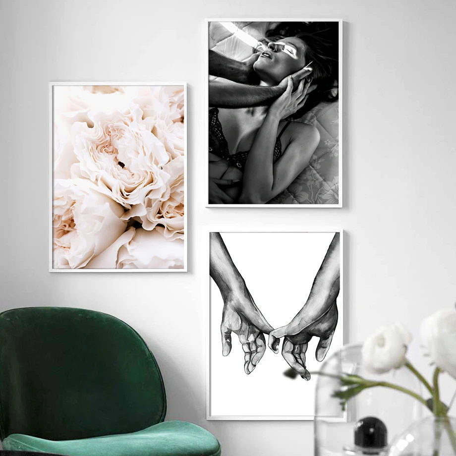 Цветущие розы Париж окно руки любовь скандинавский настенный художественный