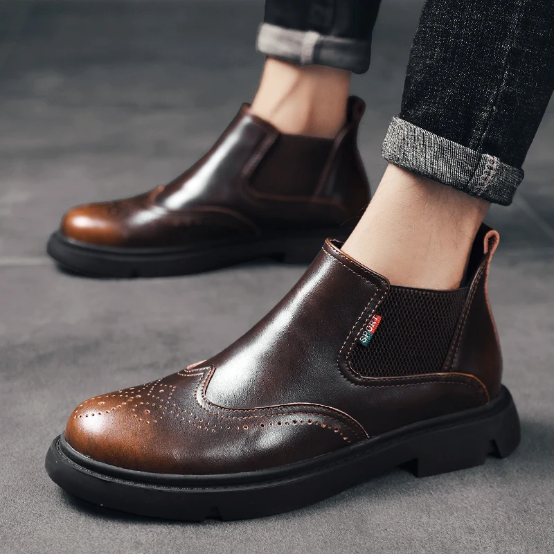 Новинка мужские ботинки из натуральной кожи сезон осень-зима Челси Мужская