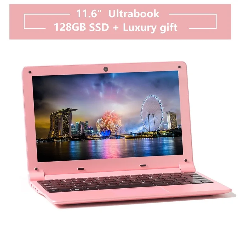 128GB-PINK Ультрабук Windows 10, 12 дюймов, быстрый SSD, 128 ГБ/64 ГБ, процессор intel, четырехъядерный, школьный компьютер, розовый, белый, AZERTY, испанская, русская клавиатура - Цвет: 128GB-PINK