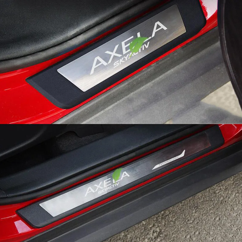Автомобильный Стайлинг наклейка из нержавеющей стали порога Накладка для Mazda Axela