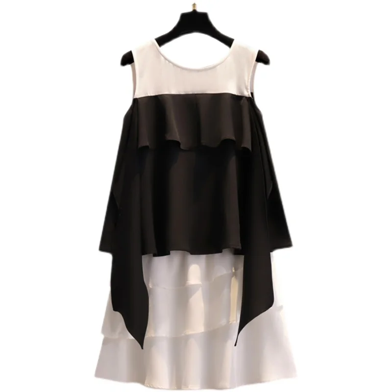 

COIGARSAM Fashion korean blouse women New Summer Wave Cut blusas womens tops and blouses Black 5076