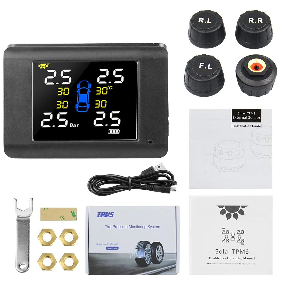 Система контроля давления в шинах автомобиля 2020 TPMS со светодиодным дисплеем 4
