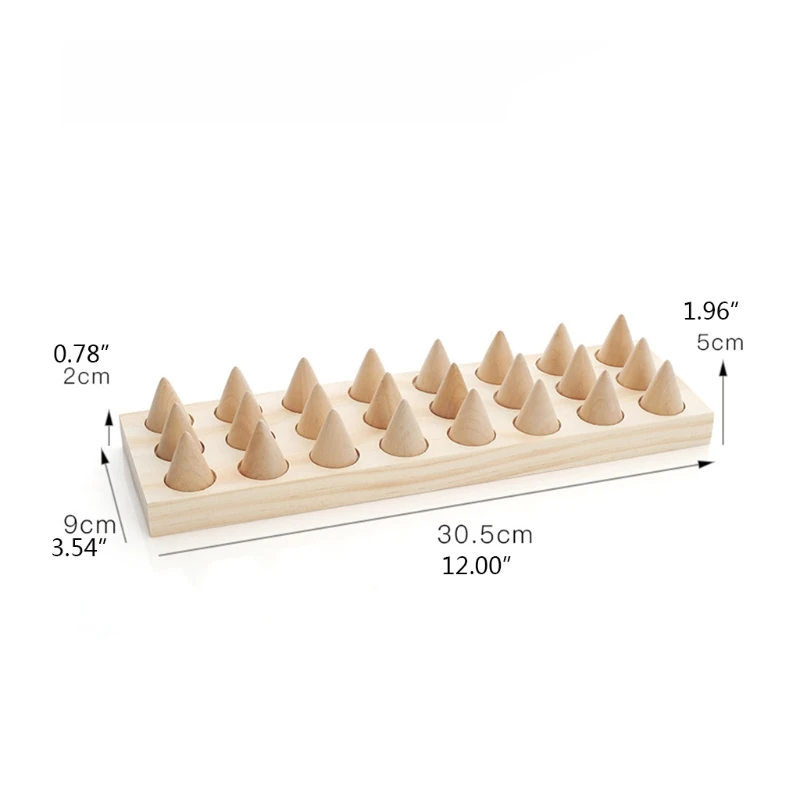 24 Solid Wood Jewelry Rings Display Stand Cone Storage Rack Organizer Holder Home Accessories