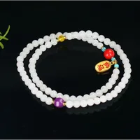 Beads 6mm Chain Natural White Golden Silk Jade Handmade Make Necklace Fine Jewelry Neck Decoration Accessories Gift