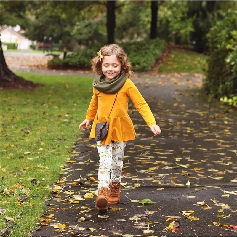 Детская одежда для маленьких девочек футболка с длинным рукавом однотонное