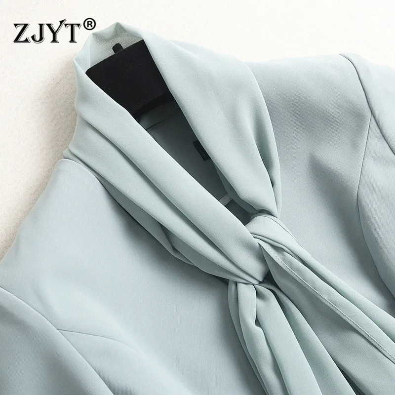 

Elegant Office Lady Two Piece Outfits Bow Tie Solid Blazers and Pants Suit Plus Size Set Women Spring Designers Trousers Twinset