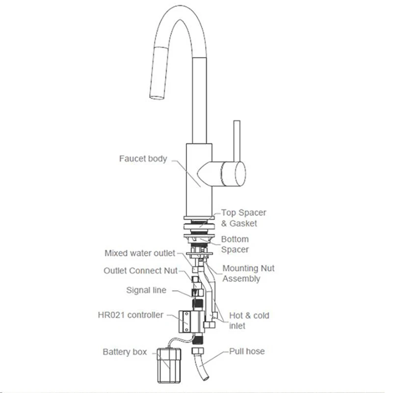 

Nnikle Stainless steel Brushed Touch Free Automatic Sensor Kitchen Sink Faucet Single Hole Hot and Cold Water Mixer Tap