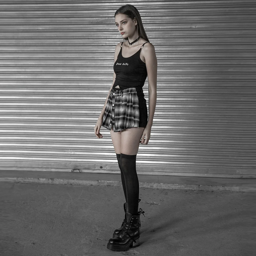 Женские плиссированные брюки в стиле Панк RAVE хлопковые фактурные джинсовые