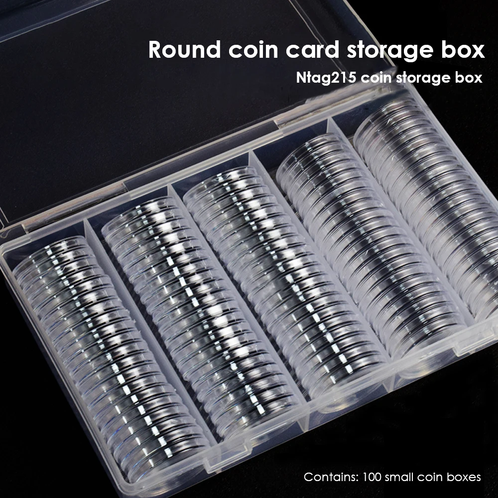 

100Pc/lot NFC Ntag215 Coin TAG Key Sticker Phone Available No Adhesive Label 13.56MHz RFID Tag 25mm NTAG 215 Universal Label